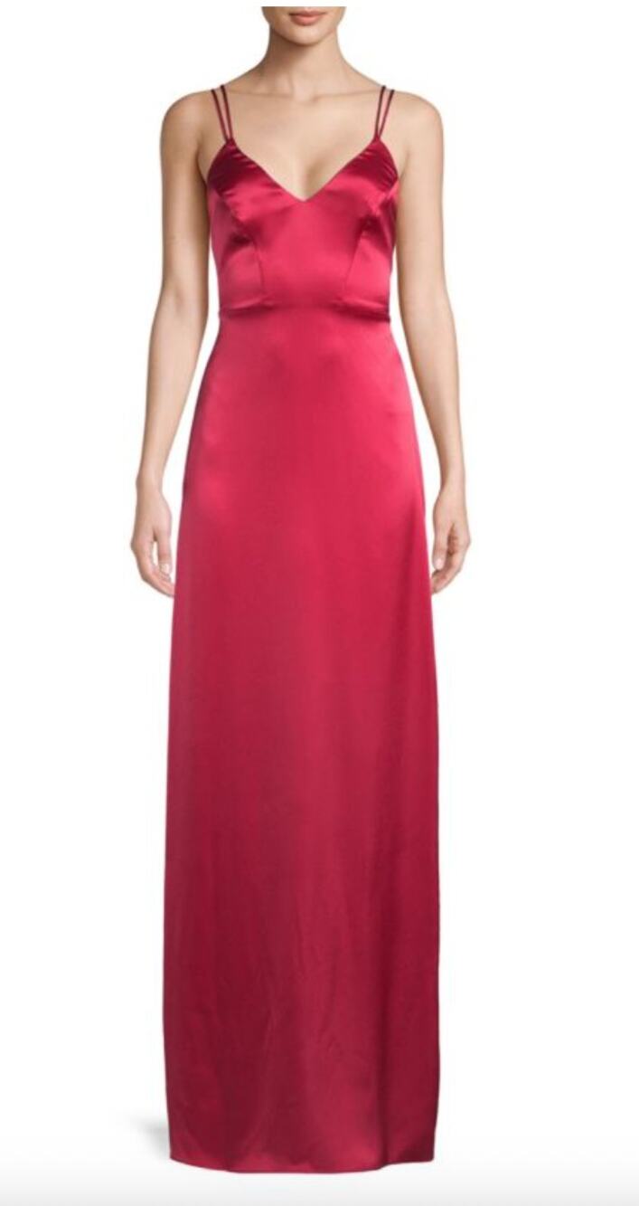 ZAC Zac Posen Noel Strappy Ruffled Gown Maxi Womens Crimson Red Size 6